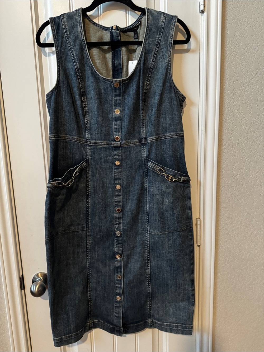 WHBM Dark Denim midi dress button-Front size 14